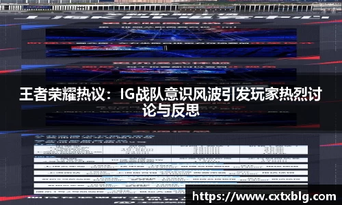 王者荣耀热议：IG战队意识风波引发玩家热烈讨论与反思