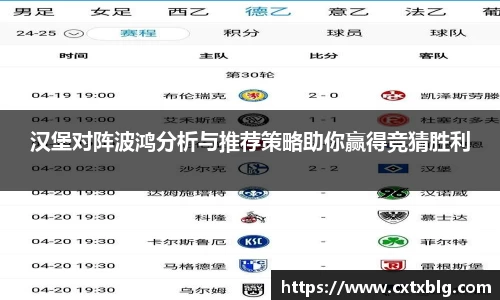 汉堡对阵波鸿分析与推荐策略助你赢得竞猜胜利